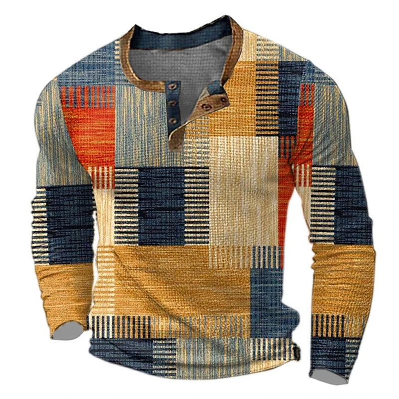 Men's long sleeved men's foreign trade polo men's digital printed polo men's top