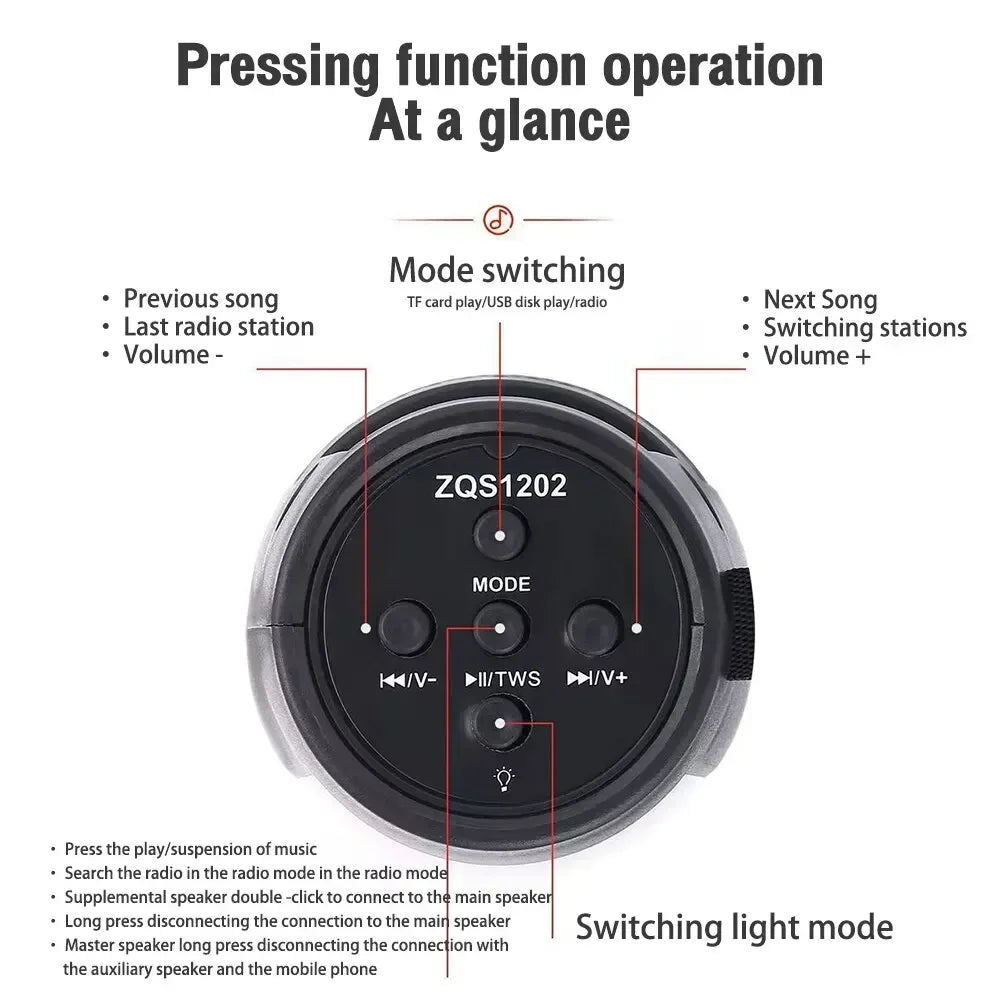 1202 Wireless Bluetooth Speakers Home Outdoor Portable Small Speaker Subwoofer Car Audio Bass MP3 Player Sound System LED Lights