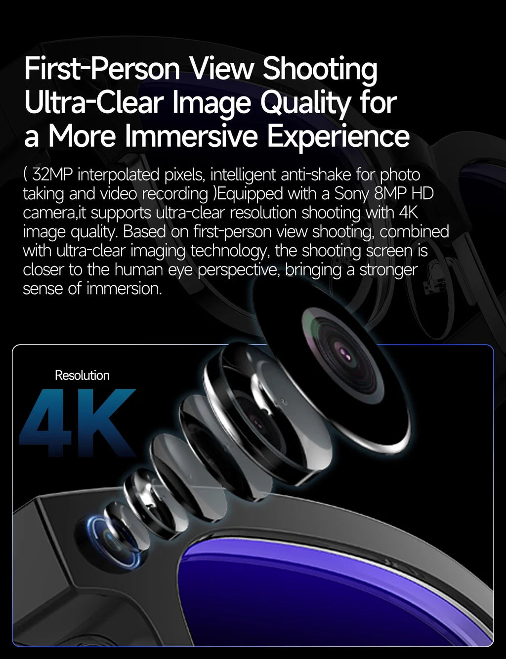 AI Smart Glasses with 800W Pixel Camera Photo Video Recording 120+Language Translation Sunglasses Men Women 2026 New Year's Gift