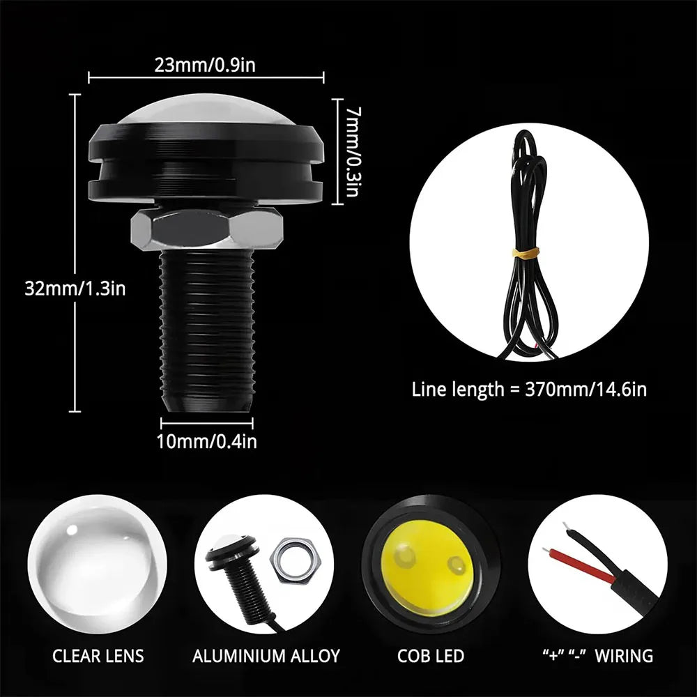 2/4/10pcs 23mm COB Eagle Eye Lamp LED driving lights drl LED Car Daytime Running Light Led Reverse light Car grille signal light