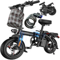 Electric Foldable Bike 520W Motor 24MPH 32Mi 48V 10Ah 3-Level Pedal Assist 14in UL2849, Custom