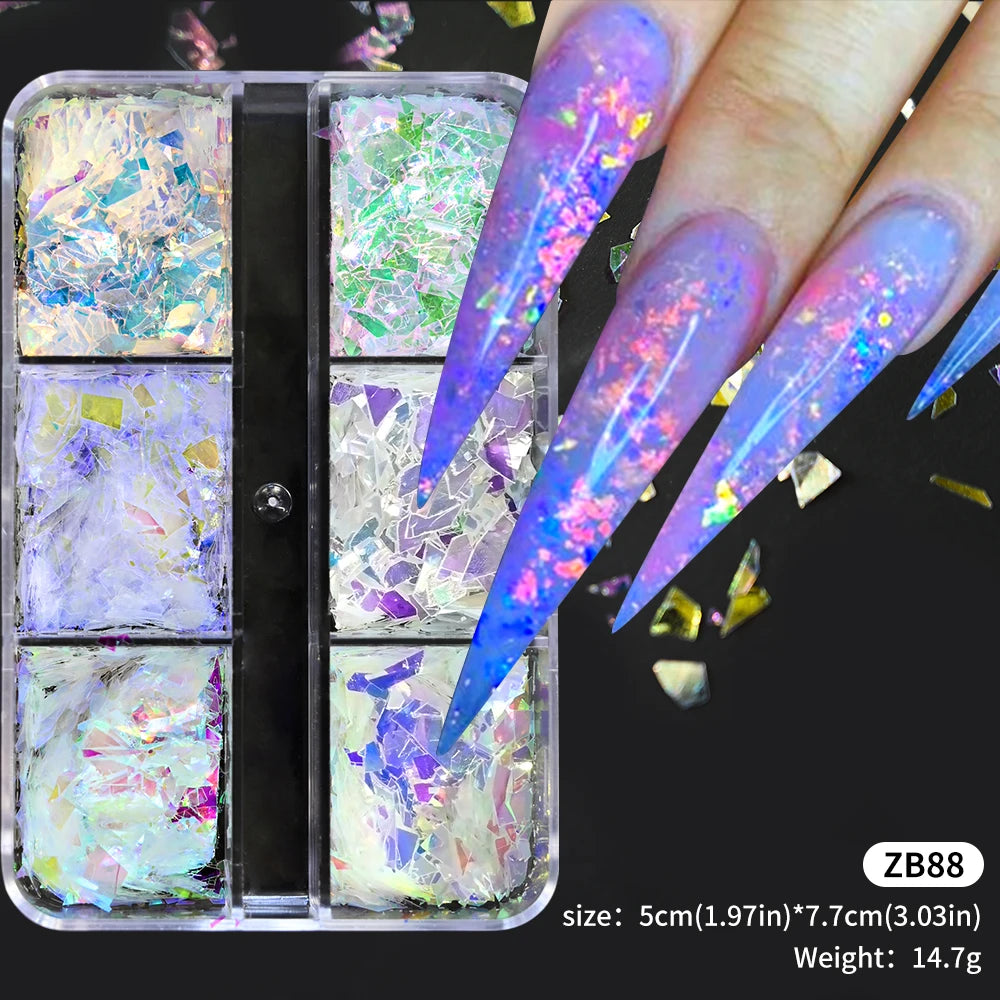 Shiny Mermaid Candy Sequin Nail Glitter Flakes Decoration Charms Irregular Paillette Accessories for Nail Art Stylist Supplies