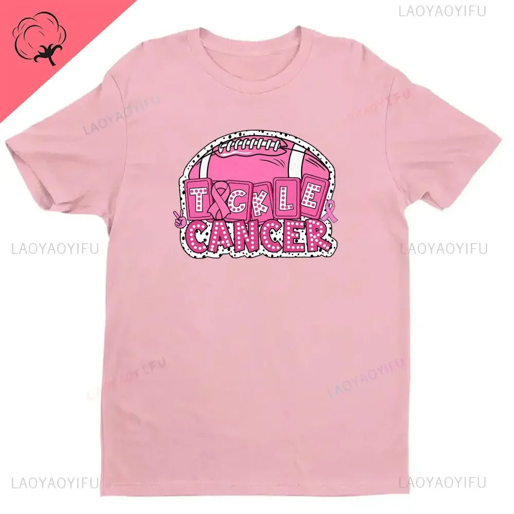 Breast Cancer Awareness We Wear Pink Awareness Ribbon Aesthetic Clothes Pink and White Tops Shirt