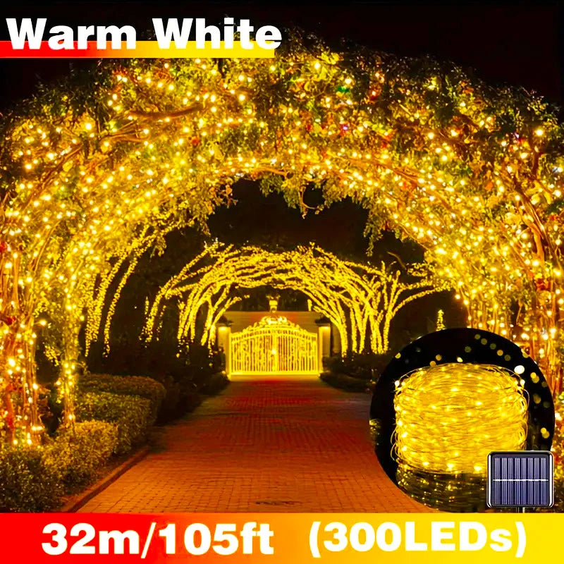 Solar LED String Lights Solar Power Lamp for Patio Tree Christmas Party Wedding Decor Outdoor Lighting Fairy Lights
