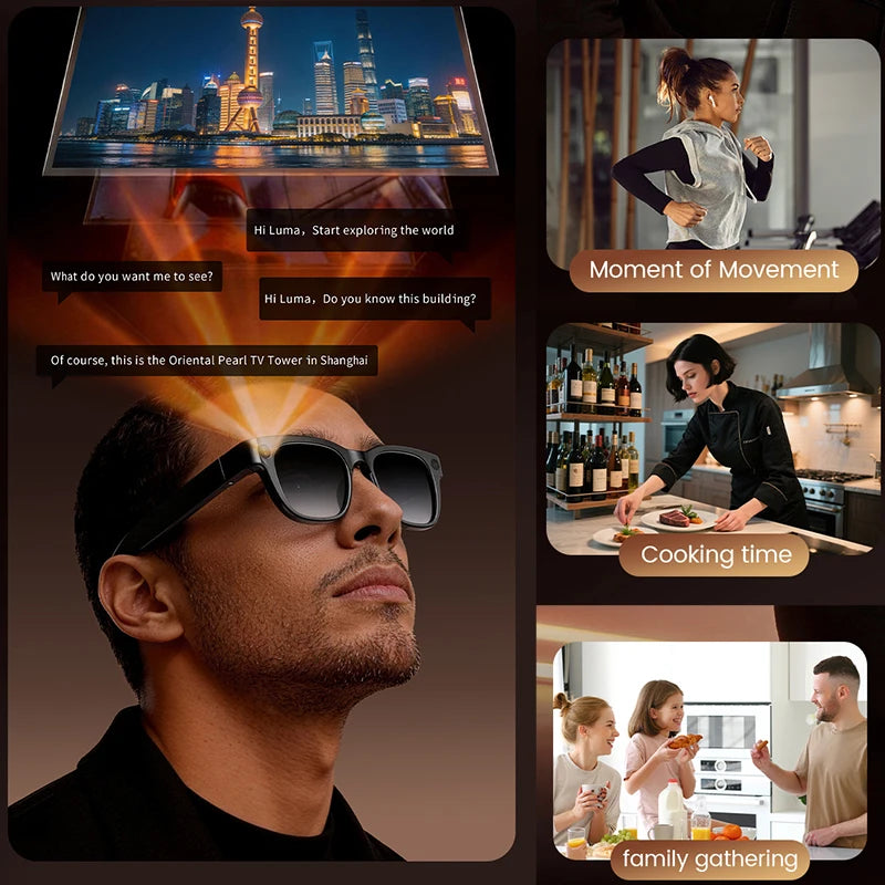 AI Smart Glasses 2026 New Model Built in 1300W HD Pixel Al Recognition AI Translation 320mAh Battery Wireless Calling Function