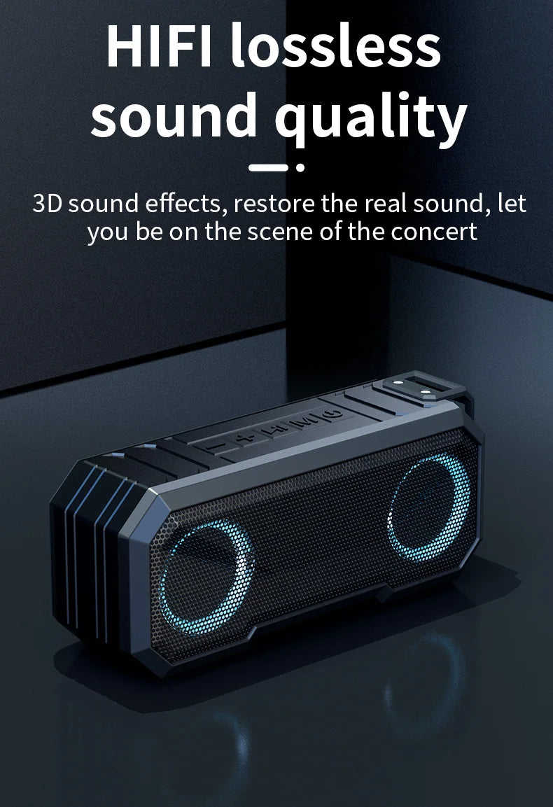 Portable Bluetooth Speaker Wireless TWS Stereo Bass IPX7 Waterproof Loudspeaker FM Radio 12H Playtime