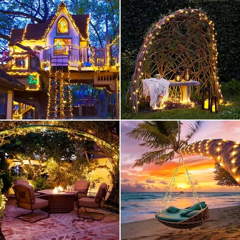 Solar LED String Lights Solar Power Lamp for Patio Tree Christmas Party Wedding Decor Outdoor Lighting Fairy Lights