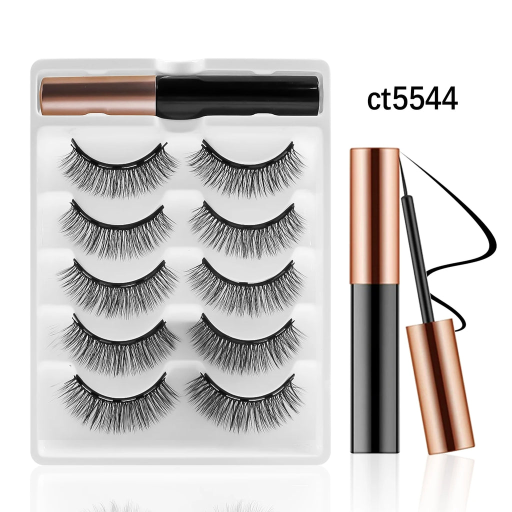 REDSIREN Natural Magnetic Lashes Makeup 1/5Pairs Reusable Magnetic  Eyelashes and Eyeliner Kit