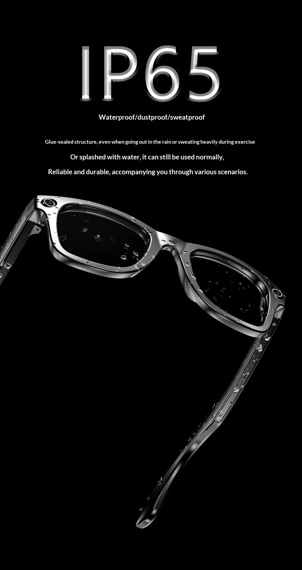 2025 AI Smart Glasses - 8MP Camera for First-Person Vlog, Voice Translation, Music & Calls, IP65 Waterproof, Ultra-Light