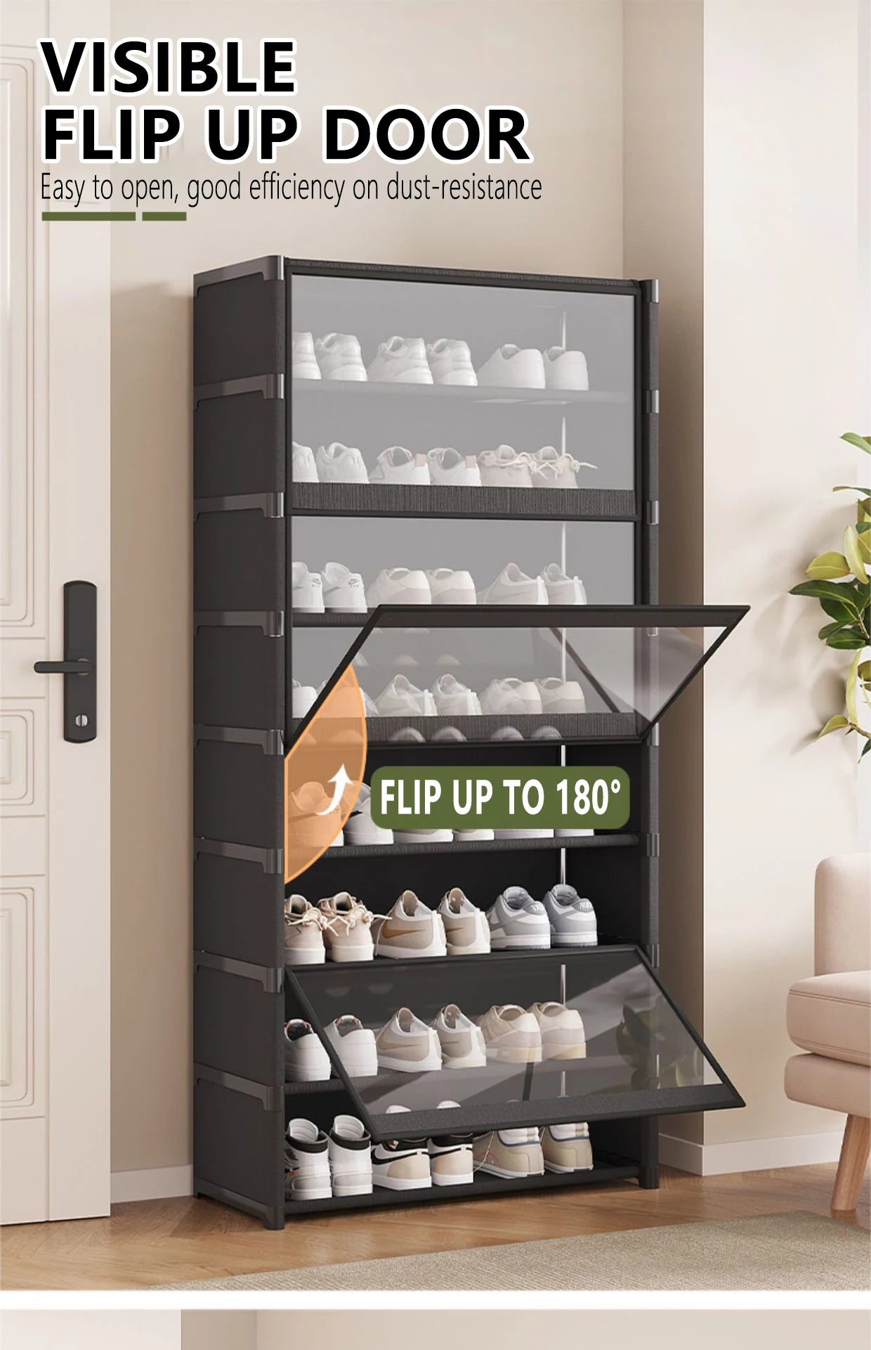 5/7-Layer Shoe Cabinet Dustproof Shoe Rack Shoe Hanger Organizer Shelf Holder Shoe Storage Cabinet Space Saving With Clear Lid