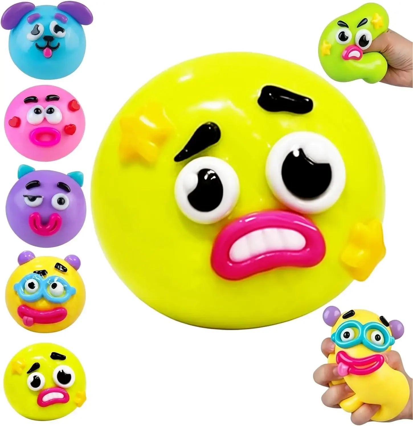 Smushers Squishy, Cute Easy Squeezy Squishy Funny Face Swap Fidget Balls for Adults Anxiety Relief, Fun Sensory Gifts