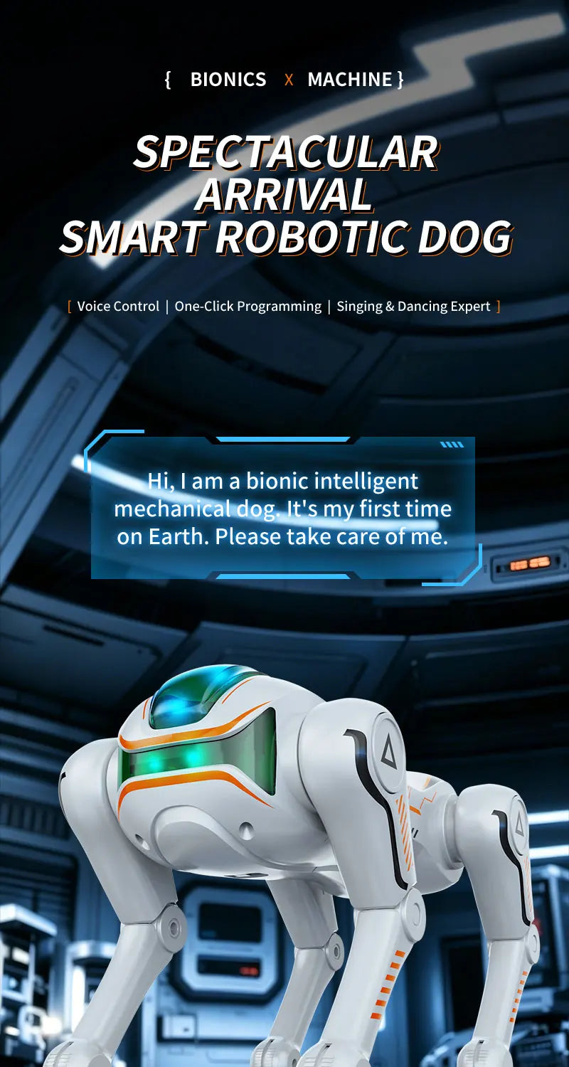 Intelligent AI machine dog dialogue programming remote control bionic dog cool special effects remote control robot toy gift