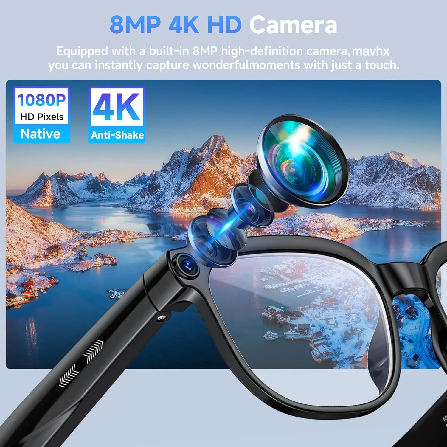 2026 AI Smart Glasses AI Translation 800W HD Camera 4K Shooting Image Bluetooth Call Recording Music Smart Sunglasses 2026 New
