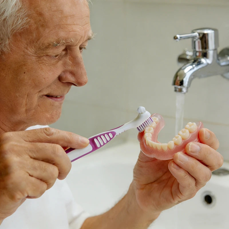 Denture double-sided toothbrush cleaning brush, denture brush, invisible braces orthodontic retainer, descaling brush, 1 piece