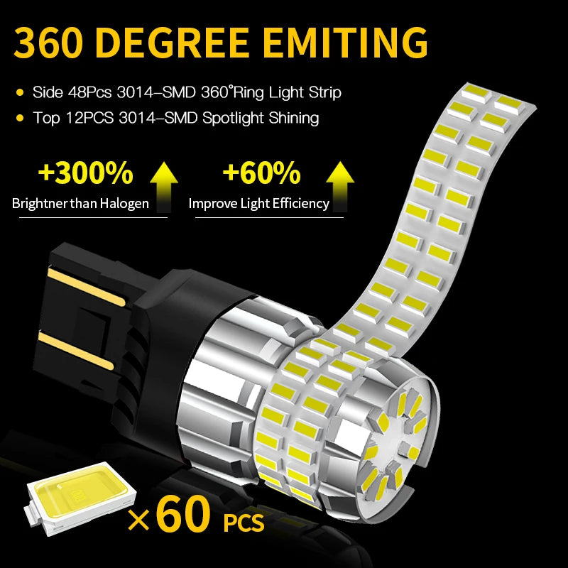 2pcs For JEEP Compass 2011 2012 2013 2014 2015 2016 2017-2019 LED Reverse Light Blub Backup Lamp W21W 7440 T20 Canbus No Error
