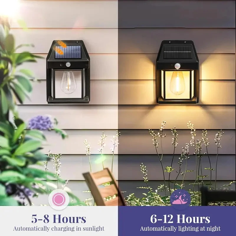 Powerful Outdoor Solar Lamp Garden Solar Powered light with Motion Sensor Waterproof Led Lighting External Decoration Warm White