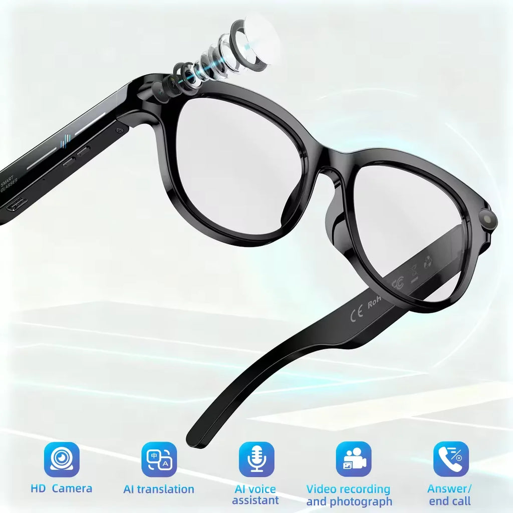 2026 New AI Smart Glasses with Video Camera Outdoor Sunglasses Wi-Fi Transfer BT Calling Audio Record Smart Wearable Headset