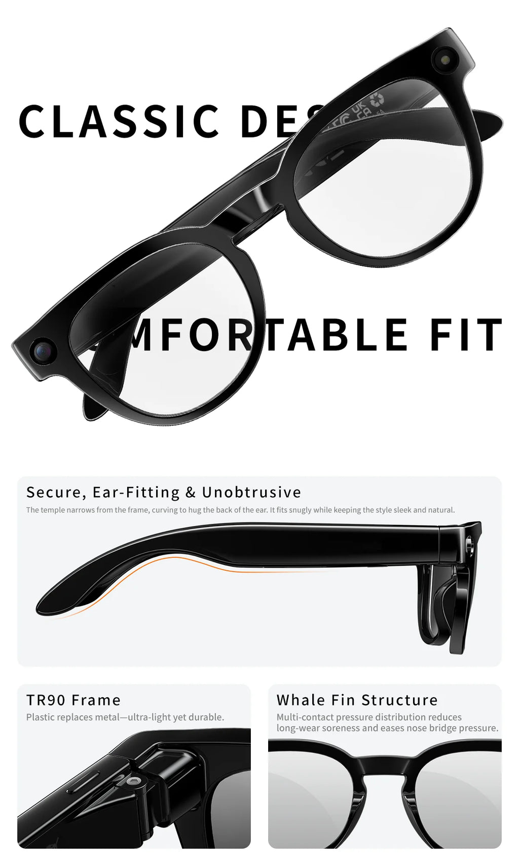 2026 AI Smart Glasses Translation Glasses 800W Pixel Camera Photo Video Recording WIFI Bluetooth 5.4 Waterproof Smart Sunglasses