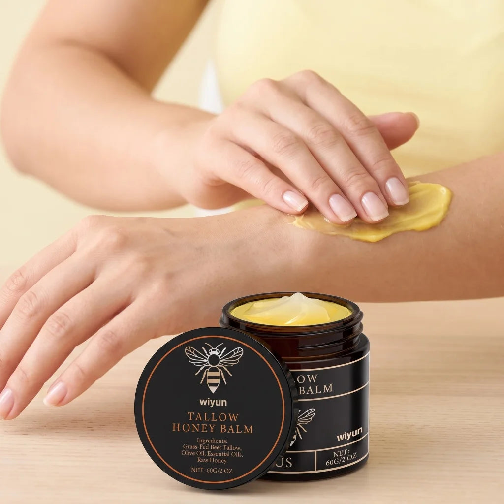 Tallow Honey Balm Natural  Tallow Raw Honey Olive Oil Moisturizing Cream Gentle Nourishing Body Face Salve