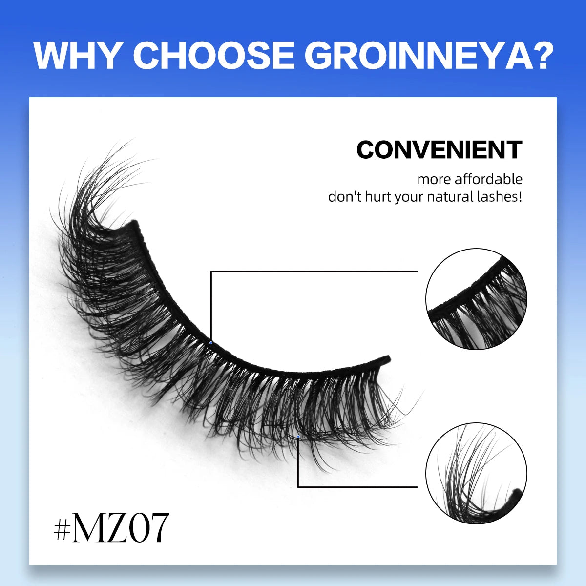 GROINNEYA Fluffy Eyelashes Cat Eye Style Long Lasting Dramatic 3D Faux Mink Eyelashes Volume Thick Long lashes Extension
