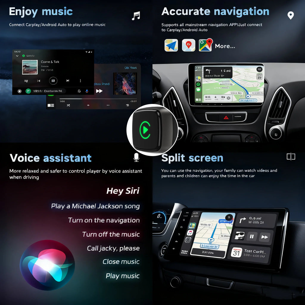 Smart 2in1 AI Box For Car With Wired CarPlay Car Intelligent Systems Wireless CarPlay Dongle Wireless Android Auto Adapter