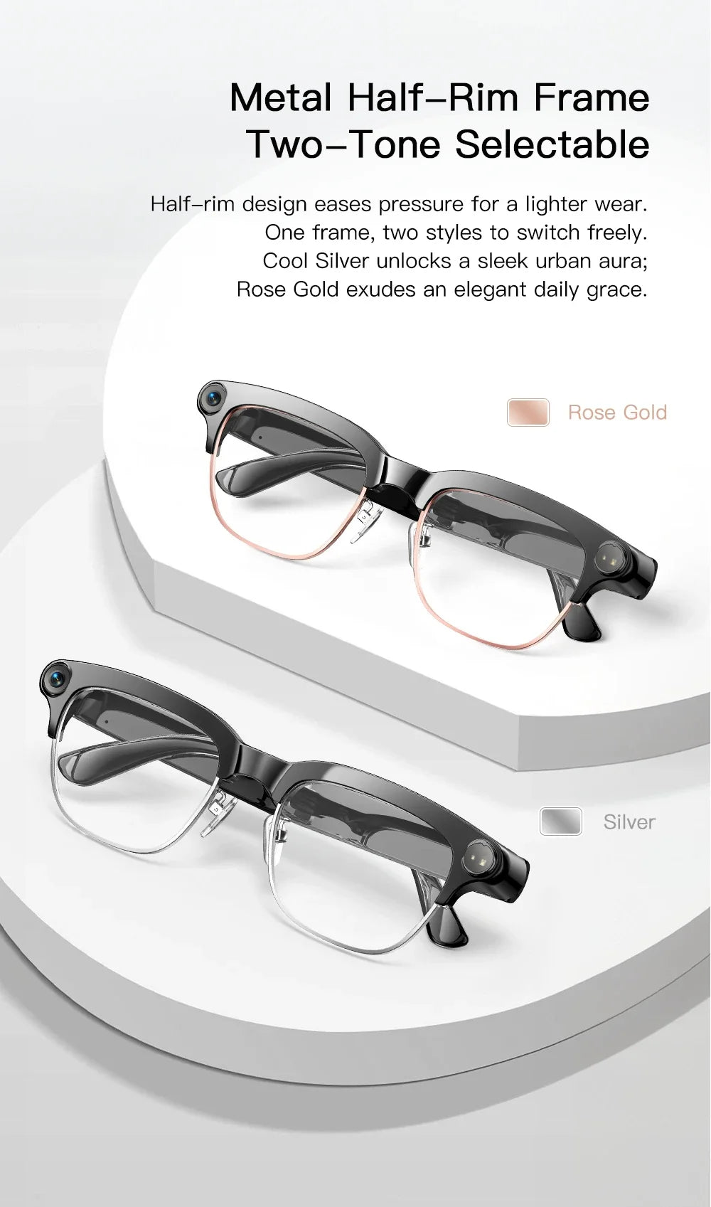 AI Smart Glasses 800W HD Camera Real-Time Translation Voice Assistant Bluetooth Wearable 2GB RAM 300MAH Smart Glasses Men Women
