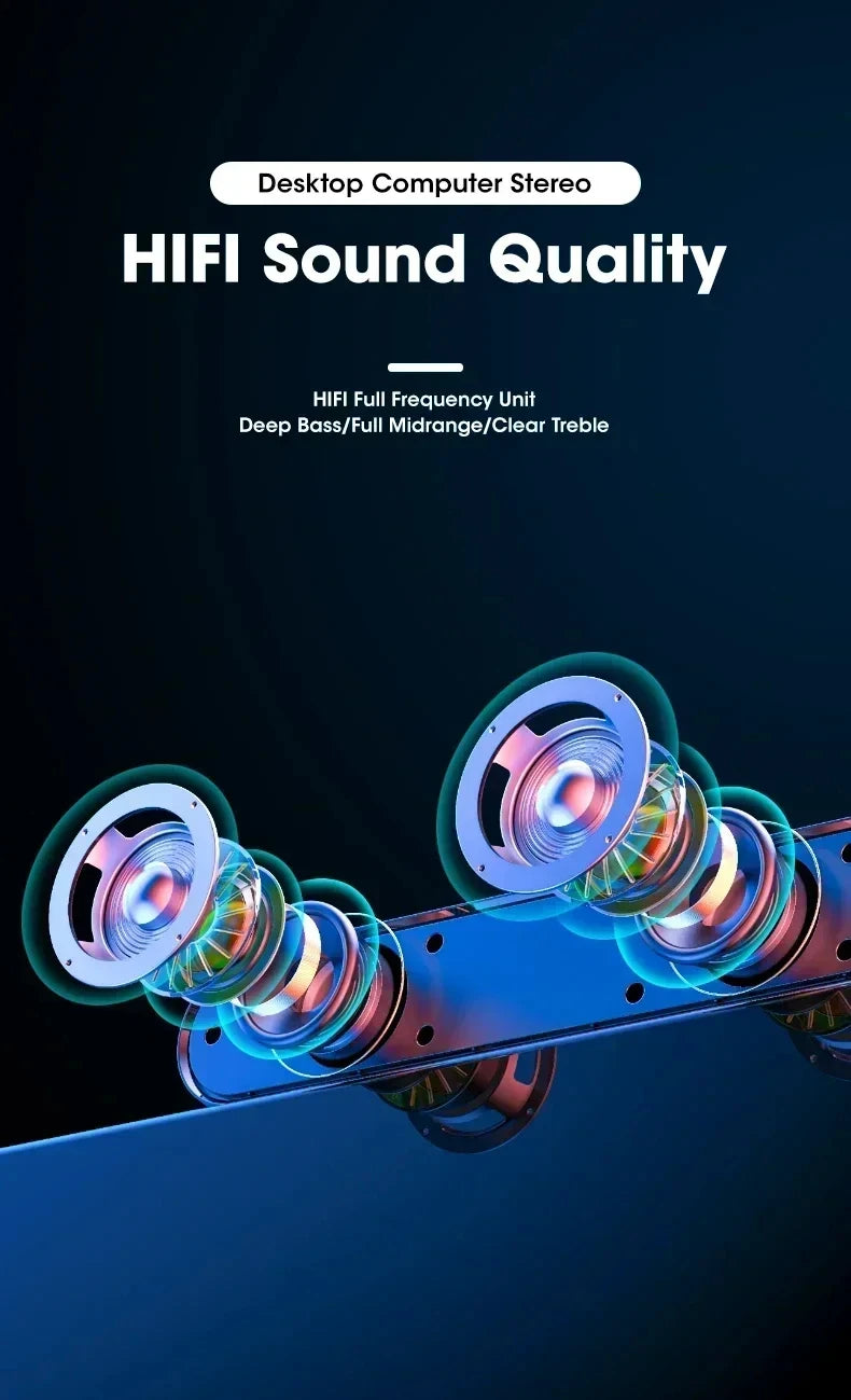 Bluetooth 5.0 4D Surround Soundbar Home Theater Stereo Subwoofer Wired Wireless Speaker for PC Laptop Gaming Movies