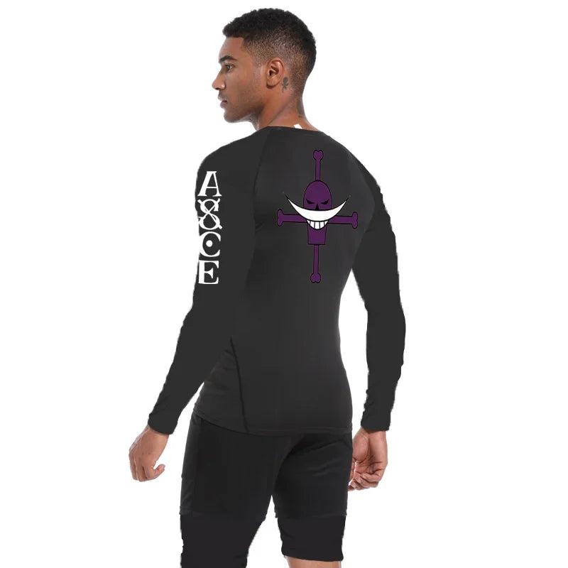 Men's Rash Guard Anime Manga Print Gym Compression Shirt
