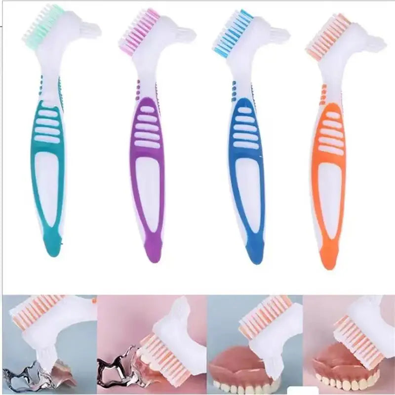 Denture double-sided toothbrush cleaning brush, denture brush, invisible braces orthodontic retainer, descaling brush, 1 piece