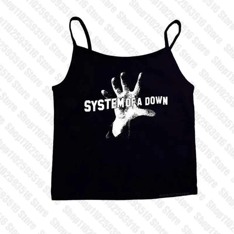 2023 letter graphics Print Crop Top Women Sleeveless Off Shoulder Vintage Fashion T Shirts 90s Y2K style Casual Tank Tops emo
