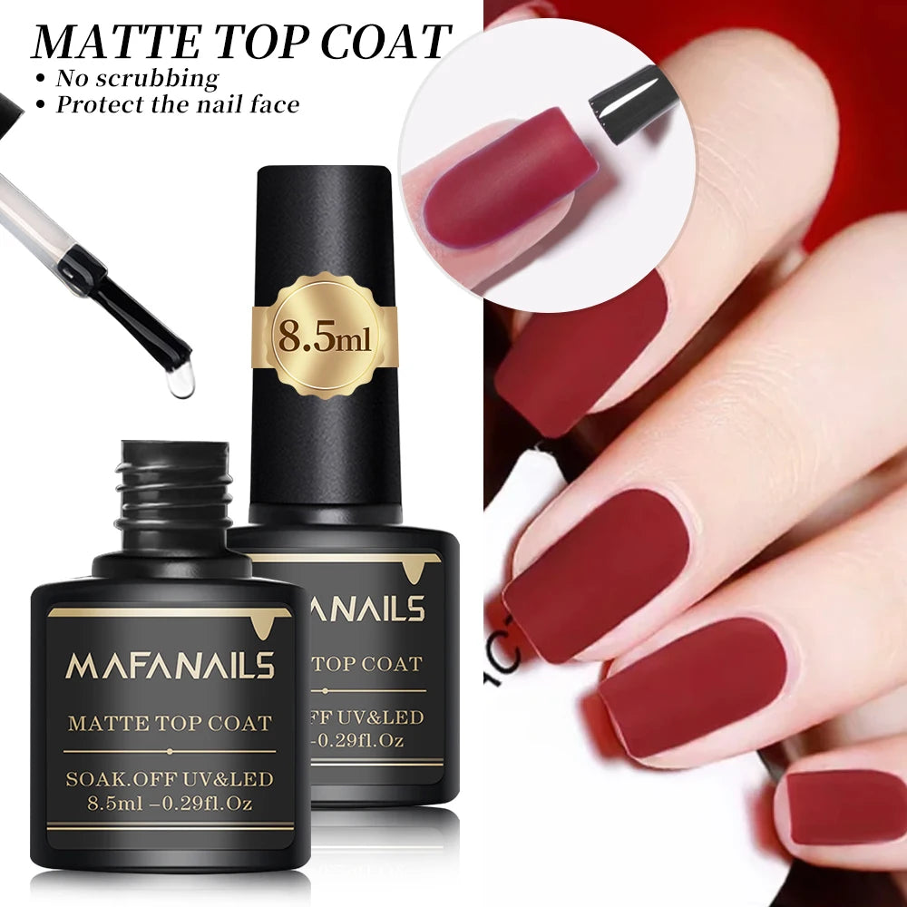 1bottle Matte Gel Top Coat - 8.5ML No Wipe Matte Top Coat UV Soak Off Nail Lamp Polish Finish Long Lasting Matte Nail Gel Polish