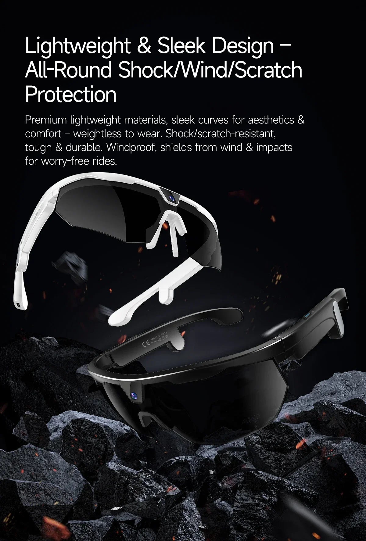 2026New AI Smart Glasses 1200P Camera 4K Anti-Shake Cycling Waterproof Goggles AI Voice Translator Call Open Ear Smart Sunglasse