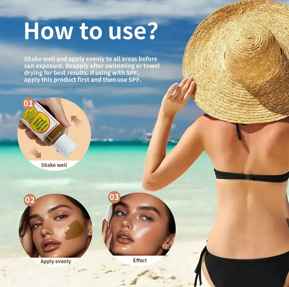 Tanning Body Lotion Long Lasting Waterproof Sweat-proof Tanning Booster Lotion Non-greasy Natural Self Tanner Lotion Makeup