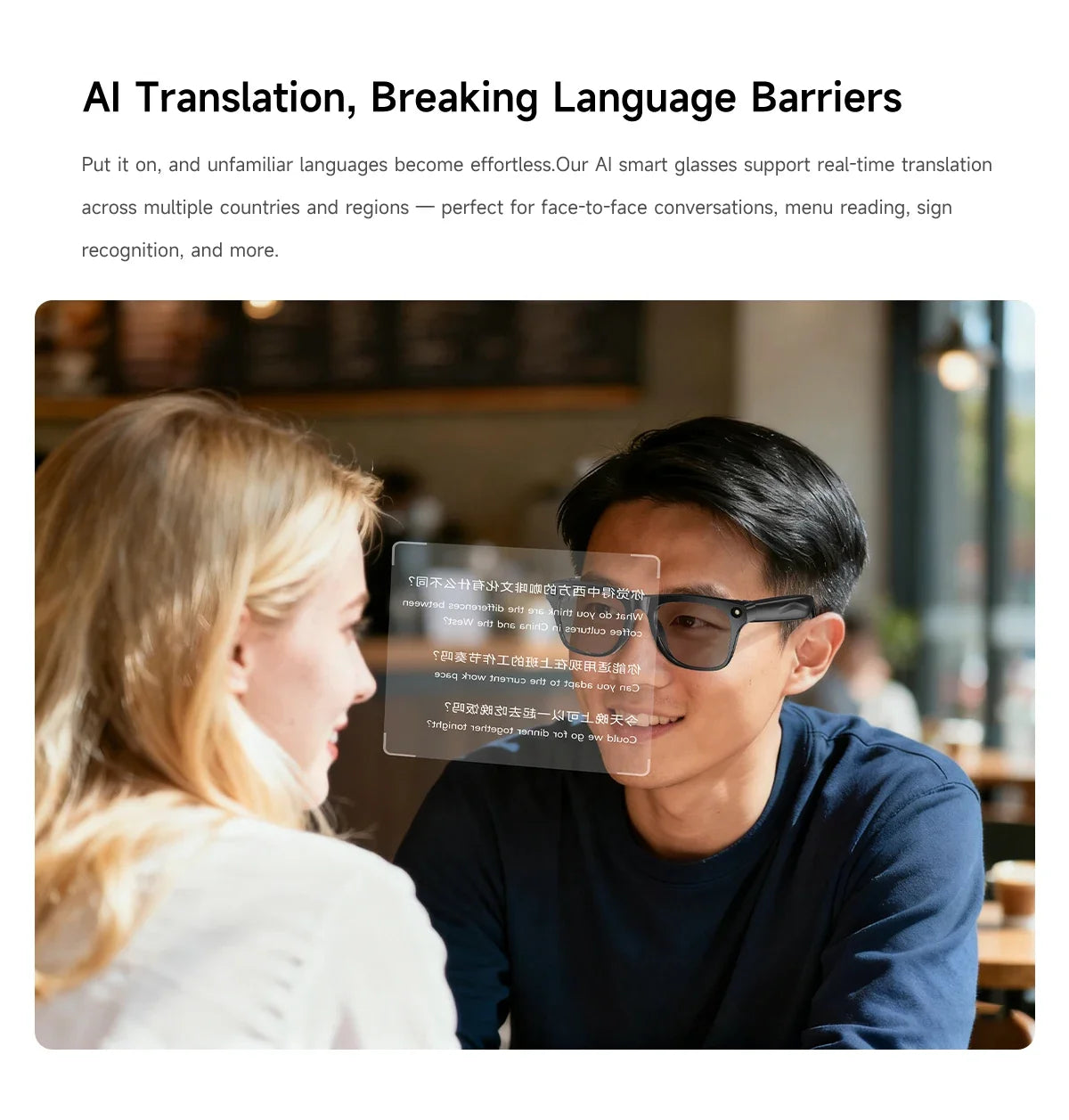 2026 New AI Smart Glasses Anti-Shake Photography AI Interaction Calling Listening to Music Translation Fashionable Smart Glasses