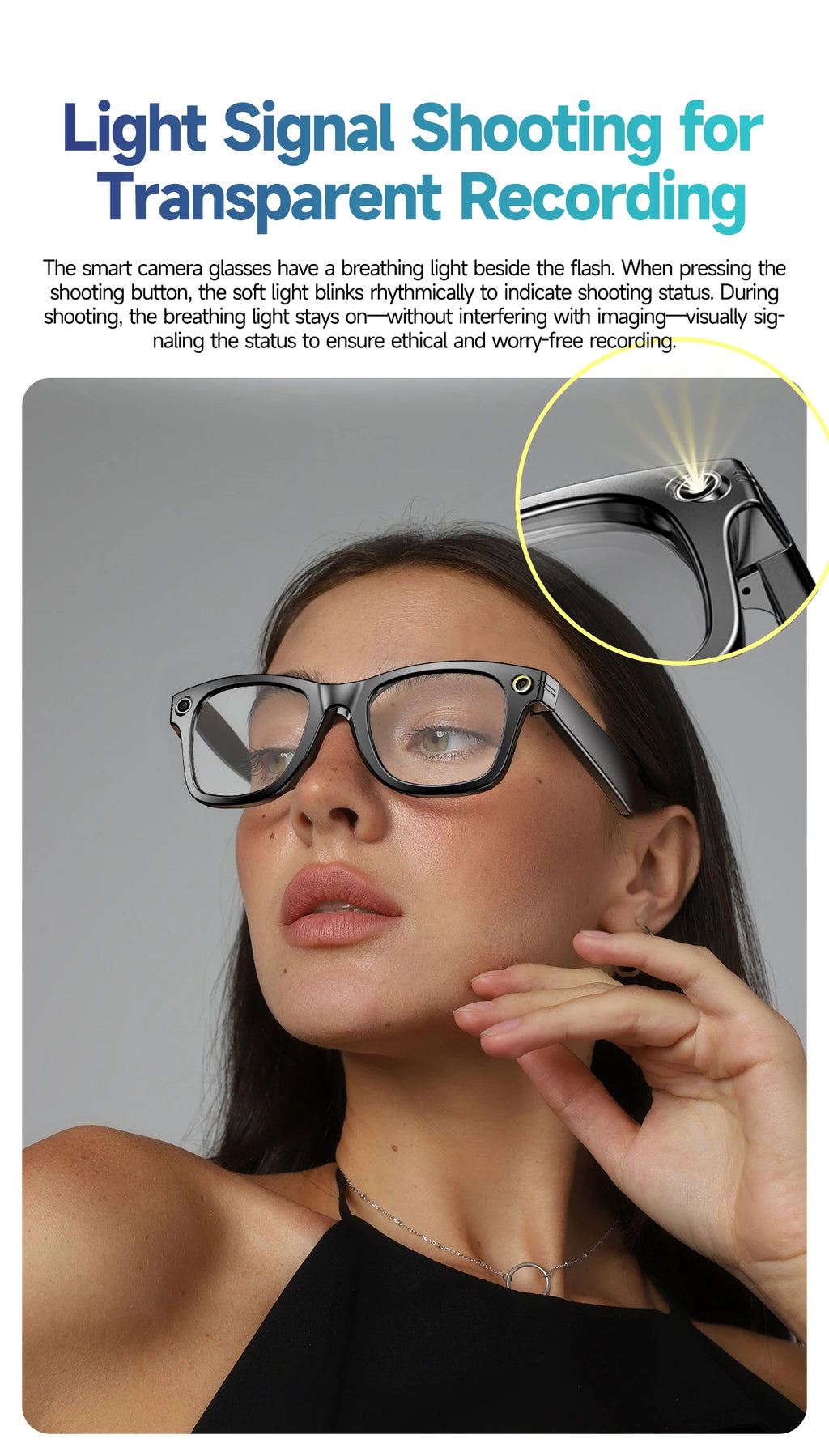 AI Smart Glasses 800W Anti Shake Camera Video Recording Languages Translation Sunglasses For Man Woman Bluetooth Call Music Play