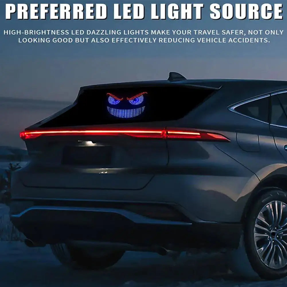 New Car Dynamic Devil's Eye Light LED Rear Windshield Decorative Warning Light With 11 Modes For Auto Modification Accessories