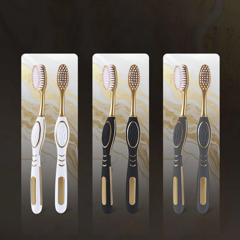 6 pieces/box black and white toothbrush with ultra-fine soft bristles for efficient oral cleaning, suitable for adults' daily ho