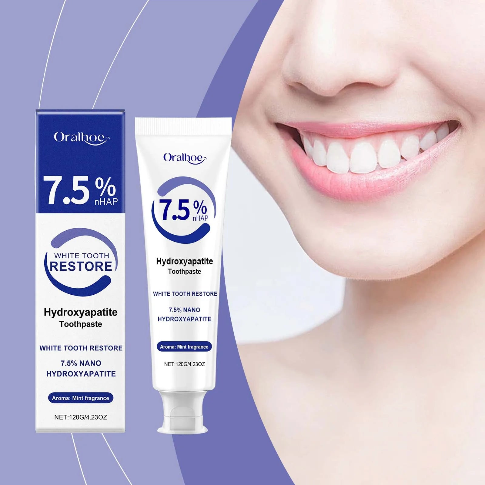 7.5% Hydroxyapatite Toothpaste for Sensitive Teeth - Enamel Protection & Strengthening, Fluoride-Free, Gentle & Effective Formul