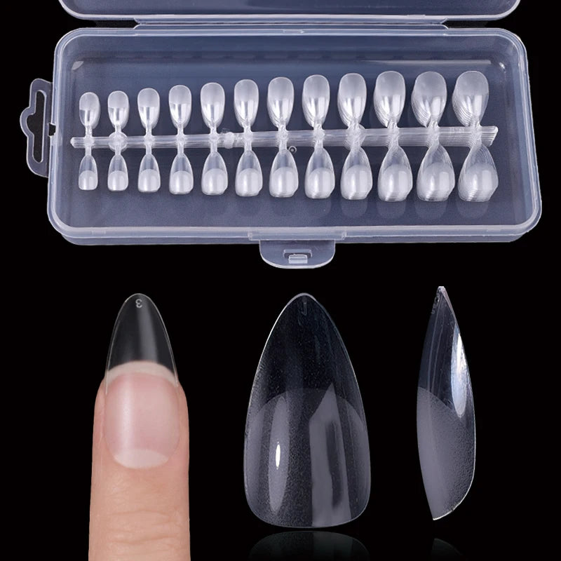 Nail Press on Tips  Short Artificial American Capsules Long Soft Gel Almond