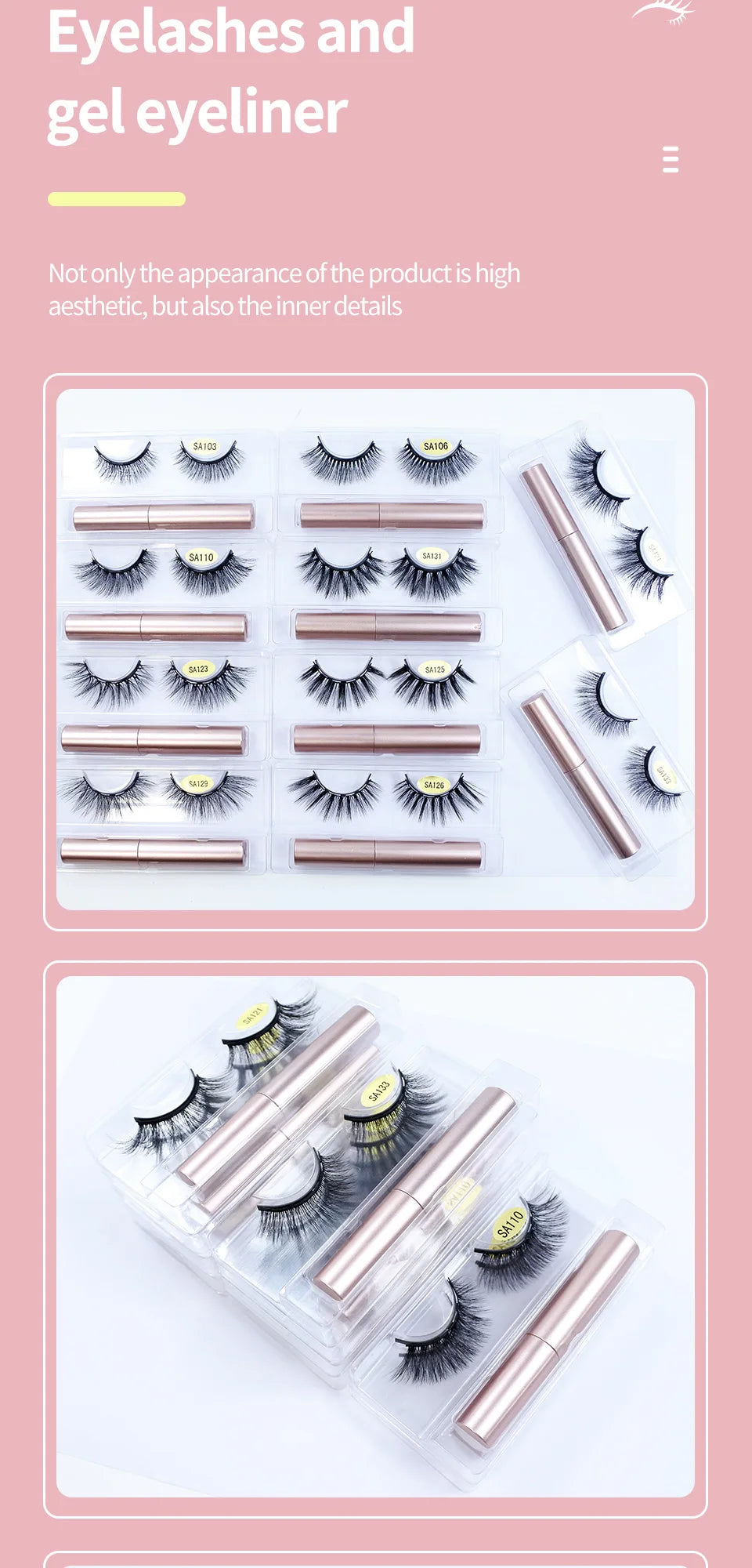 REDSIREN Natural Magnetic Lashes Makeup 1/5Pairs Reusable Magnetic  Eyelashes and Eyeliner Kit