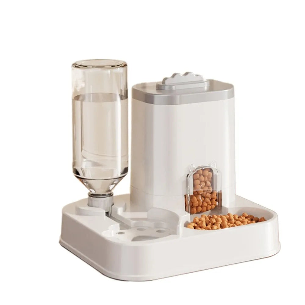Large Capacity 2 in 1 Cat Food Dispenser Detachable with Water Fountain Automatic Cat Water Feeder Dry Wet Separation