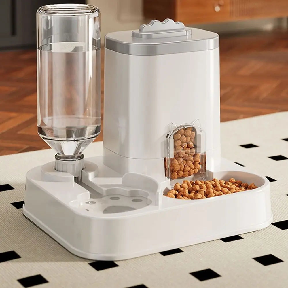 Large Capacity 2 in 1 Cat Food Dispenser Detachable with Water Fountain Automatic Cat Water Feeder Dry Wet Separation