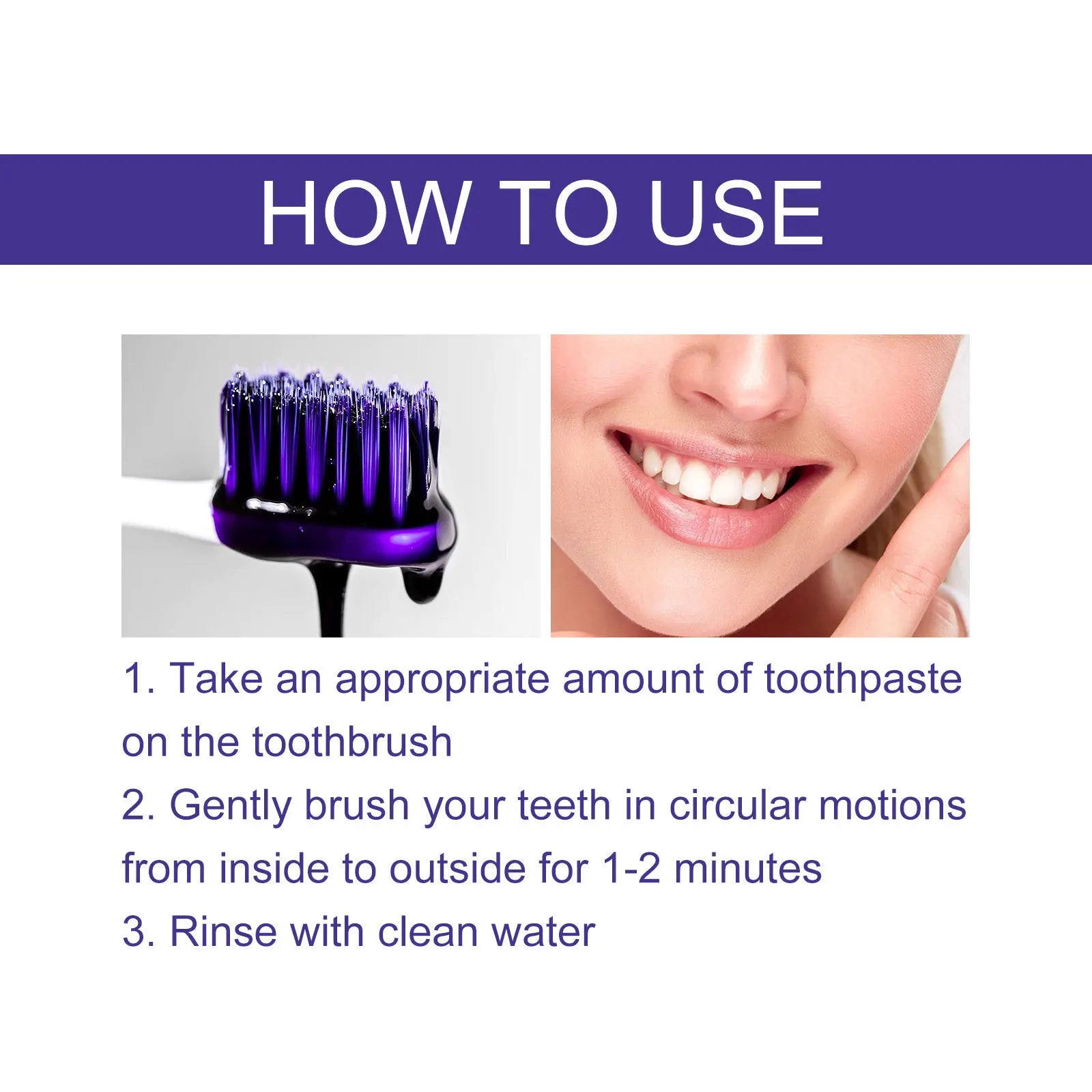 Purple Toothpaste Teeth Whitening Remove Yellow Stains Fights Tartar Fresh Breath Oral Hygiene Teeth Care Cleaning Toothpaste