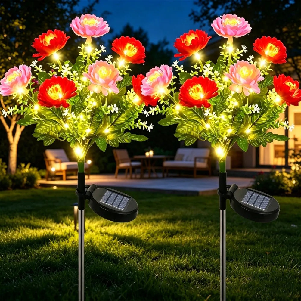 Solar Lights Outdoor Lighting Solar Garden Light Snow Lotus Flower Lawn Lamp for Yard Patio Flower Party Lamp Wedding Christmas