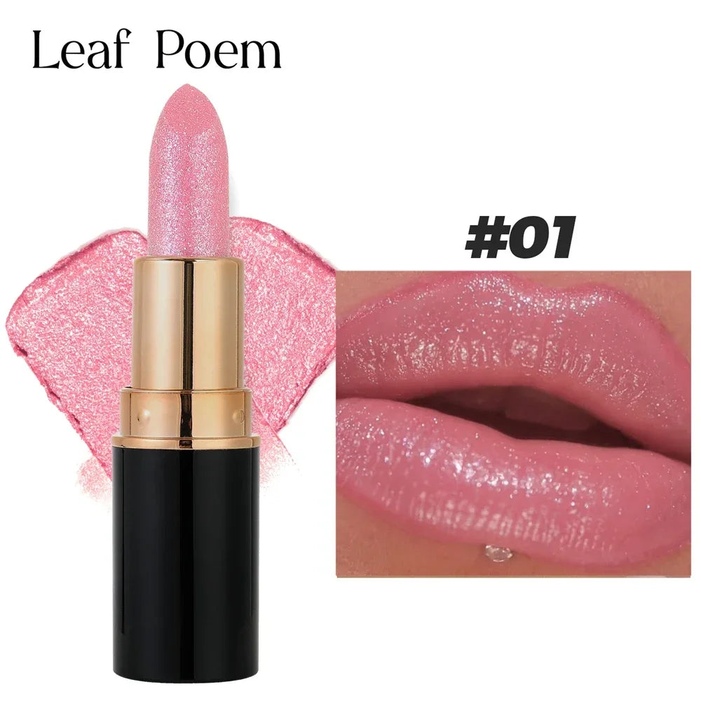 Glitter Metallic Lipstick Waterproof Long Lasting Diamond Pearlescent Lipstick Sexy Lipgloss Moisturizing Lips Makeup