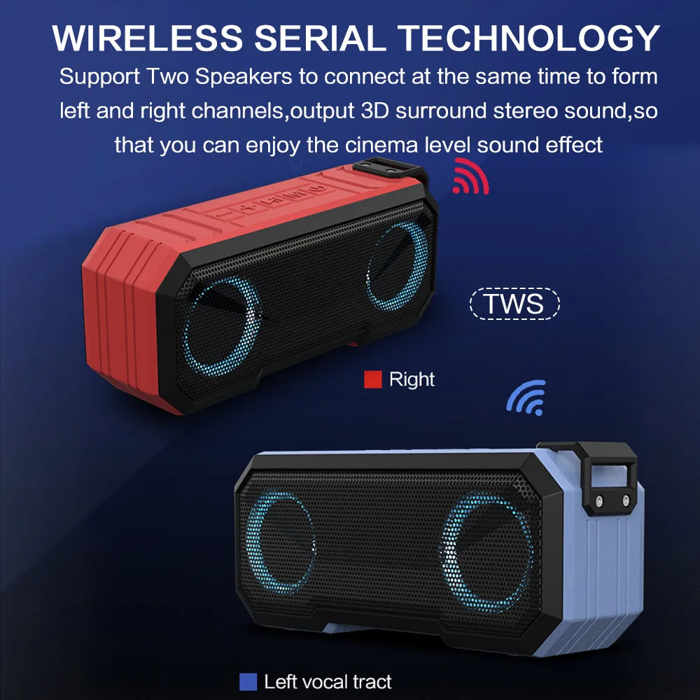 Portable Bluetooth Speaker Wireless TWS Stereo Bass IPX7 Waterproof Loudspeaker FM Radio 12H Playtime