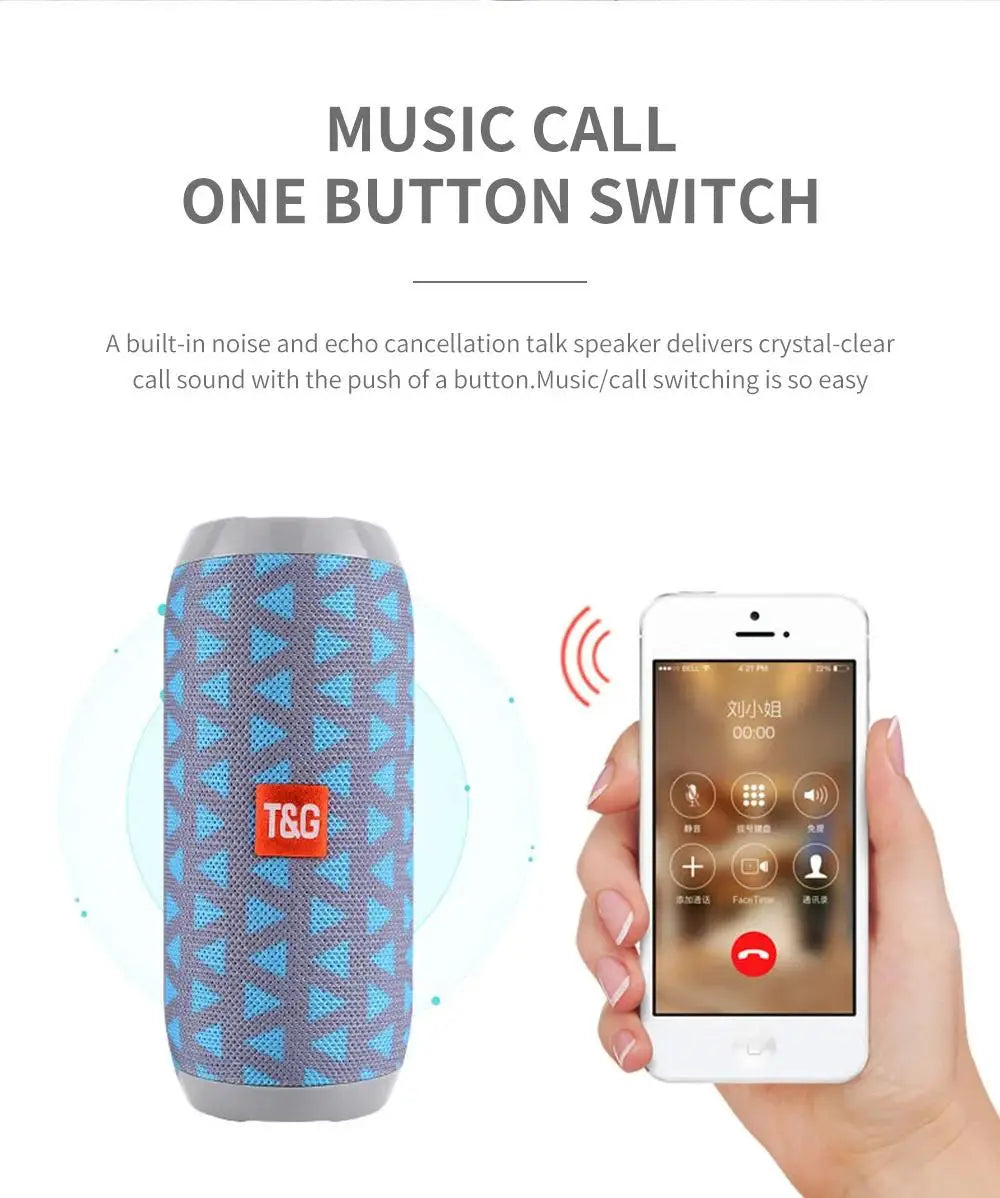 Portable Bluetooth Speaker, Wireless TWS Pairing IPX5Waterproof 1200mAh Battery TF FM Radio with Stereo Bass for Outdoor Use
