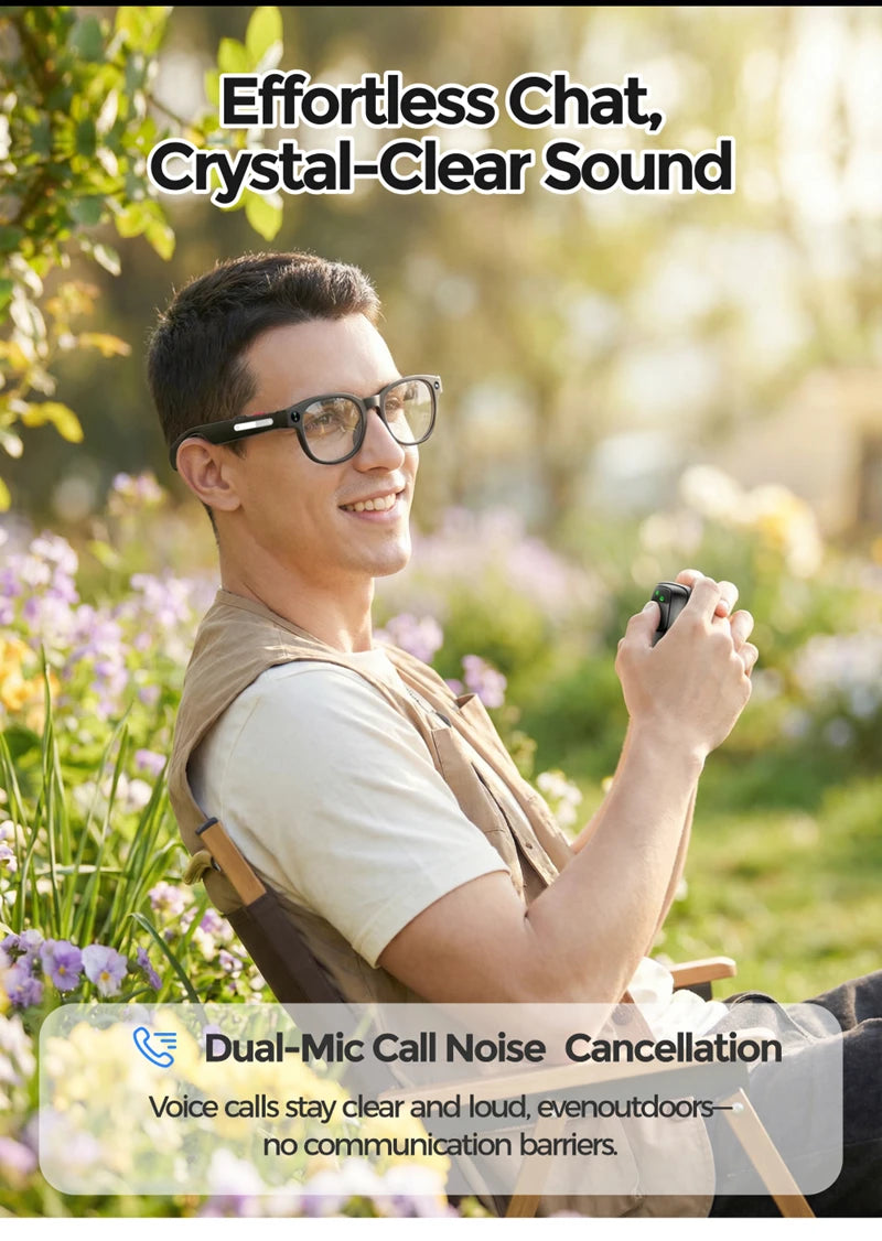 AI Smart Glasses Translation Glasses 8MP HD Camera 4K Shooting Image Bluetooth Call Recording Music Photo Recognition Sunglasses