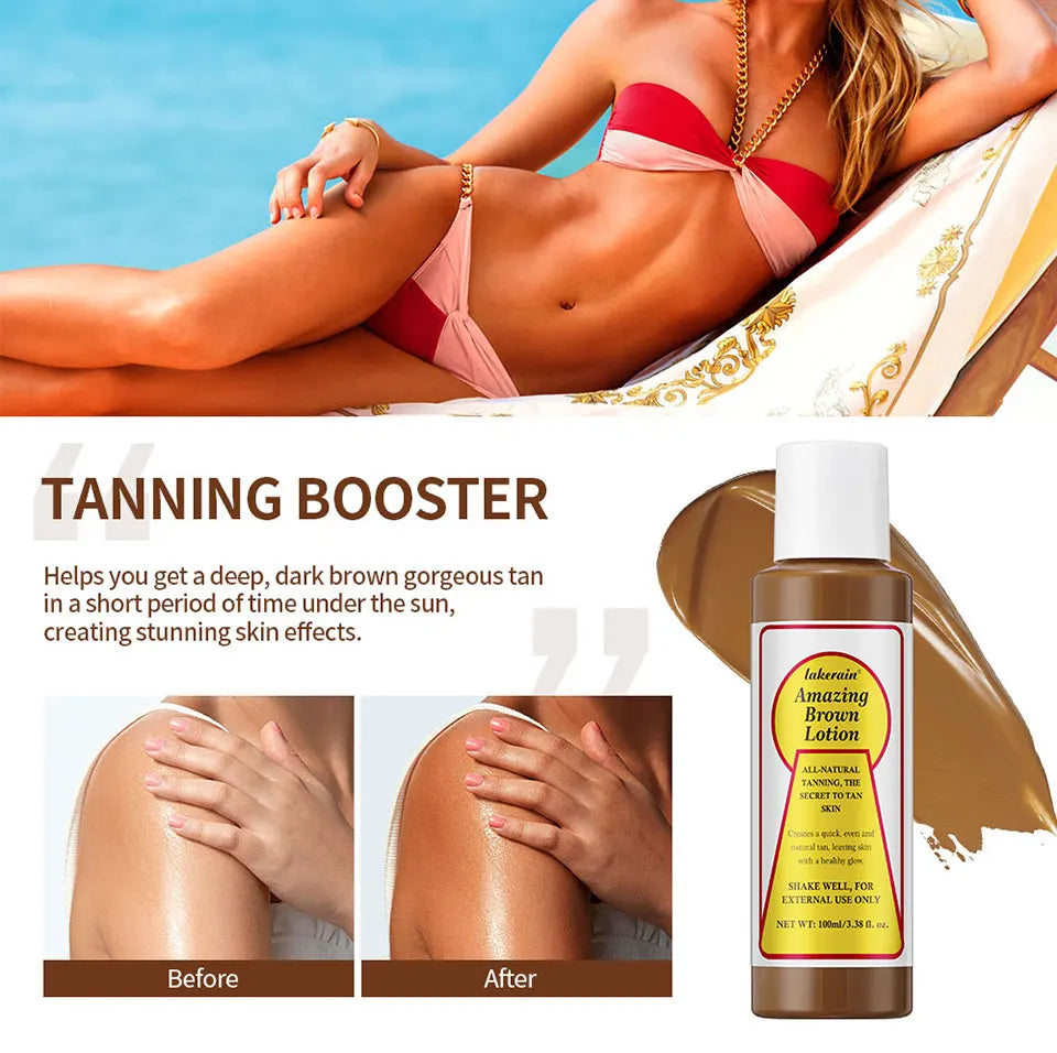 Tanning Body Lotion Long Lasting Waterproof Sweat-proof Tanning Booster Lotion Non-greasy Natural Self Tanner Lotion Makeup