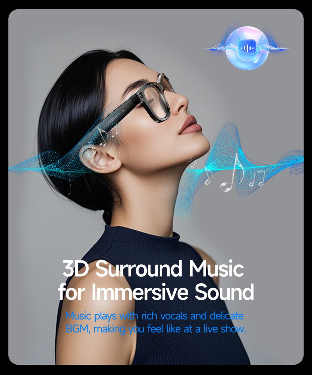 AI Smart Glasses 800W Anti Shake Camera Video Recording Languages Translation Sunglasses For Man Woman Bluetooth Call Music Play